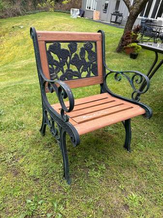 Vintage Cast Iron Garden Chair with Matching Ottoman