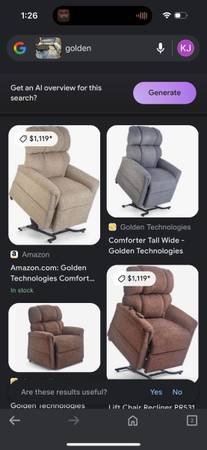 Golden Technologies Power Lift Recliner Chair #0252