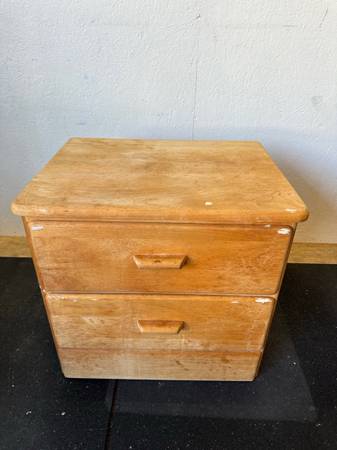 Solid White Oak Vintage 2 Drawer Side Table Chest Cabinet #0267