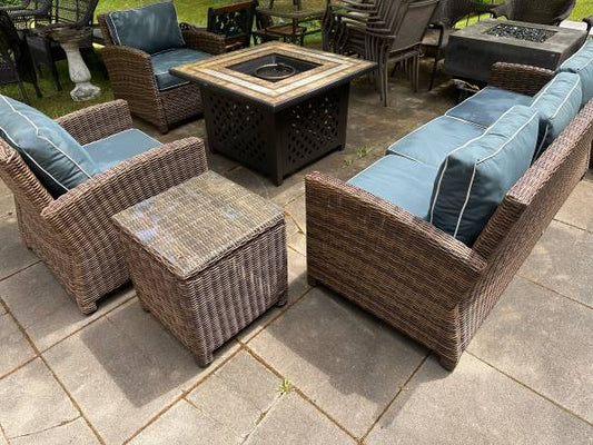 Crosley Furniture Bradenton 4PC Wicker Rattan Outdoor Set Navy #0413