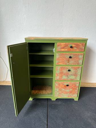 Vintage Wooden Rustic Storage Cabinet with Drawers #0335