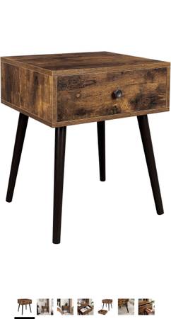 VASAGLE Nightstand, Sofa Side Table, End Table with A Drawer and Tapered Legs #0273