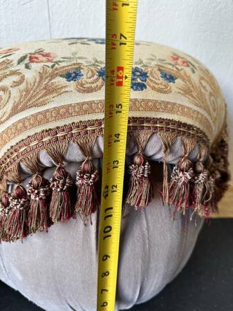 Tapestry Style Fabric Pouf Foot Stools with Fringe #0510