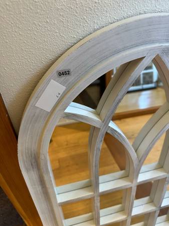 Distressed Painted Vintage Wooden Arch Mirror #0452