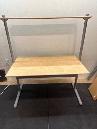 Birch Veneer Adjustable Desk Metal Frame Ikea Fredrik #0235 – KitsapReuse
