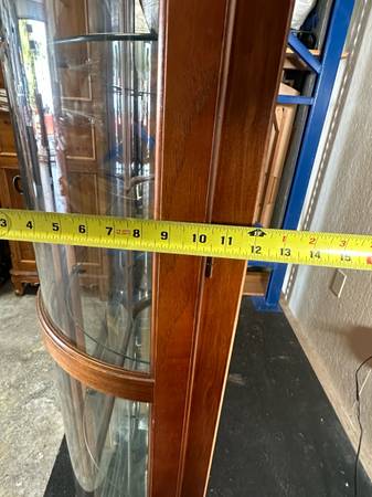 Curved Glass Hardwood Display / Curio Cabinet with Light #0360