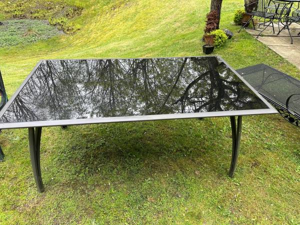 6 Person Glass Rectangle Patio Dining Table, Outdoor Furniture