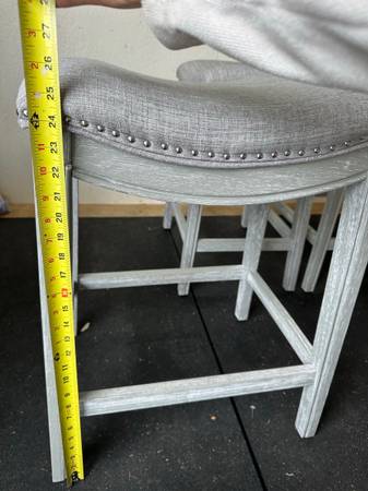 24" Inch Upholstered Saddle Seat Bar Stool Antique Gray (3) #0109