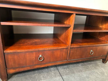 Media Console Side Table Solid Wood Dark Stain #0142