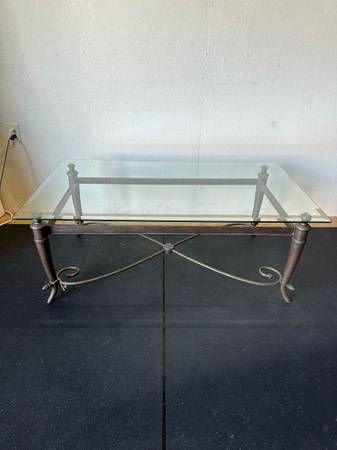 Wrought Iron Coffee Table Glass Top #0357