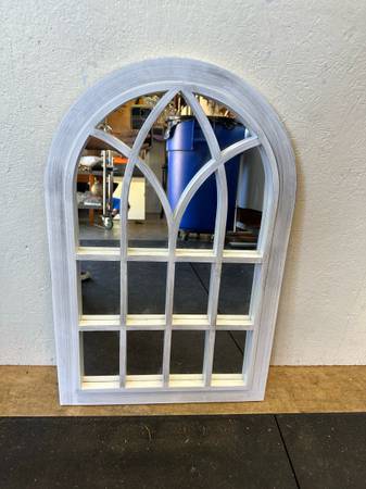 Distressed Painted Vintage Wooden Arch Mirror #0452