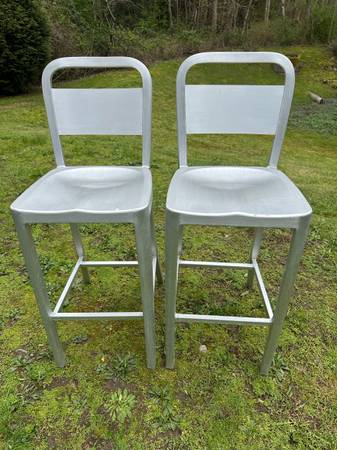 Danish Aluminum Bar/Counter Stools with Back