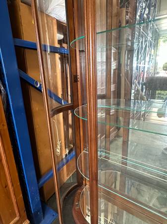 Curved Glass Hardwood Display / Curio Cabinet with Light #0360