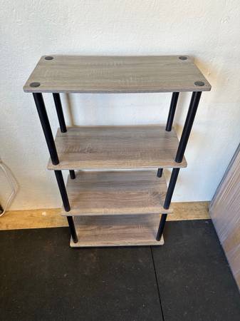 Gray Oak Finish 4-Tier No-Tool Shelf #0251