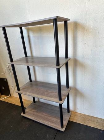 Gray Oak Finish 4-Tier No-Tool Shelf #0251