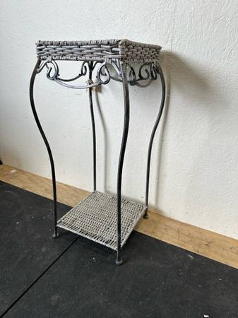 Vintage Whicker Plant Stand Metal Structure