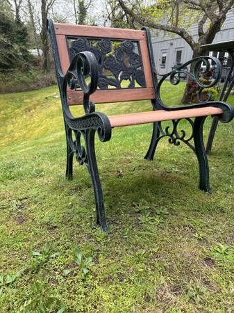 Vintage Cast Iron Garden Chair with Matching Ottoman