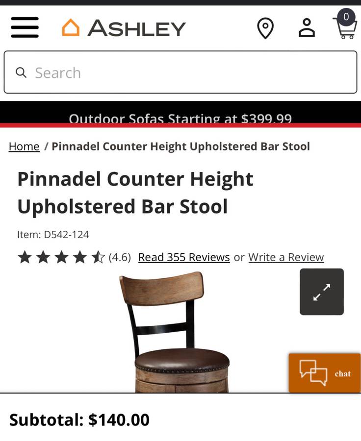 Ashley Furniture Pinnadel Counter Height Upholstered Bar Stool Set #0330