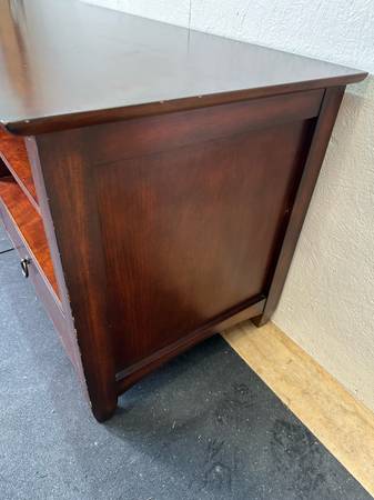 Media Console Side Table Solid Wood Dark Stain #0142