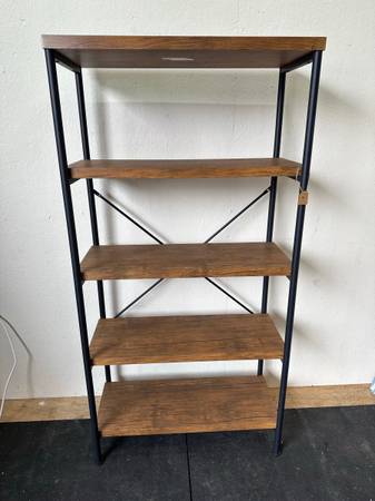 Rustic Industrial 5-Tier Wood and Metal Style Shelf Book Display Case KH#6