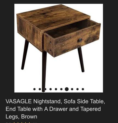 VASAGLE Nightstand, Sofa Side Table, End Table with A Drawer and Tapered Legs #0273