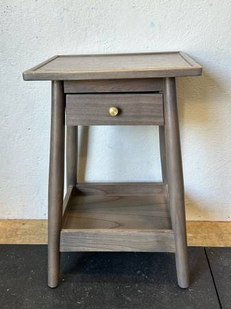 Shaker Style Grey/Brown Wooden Accent Side Table Nightstand #0444