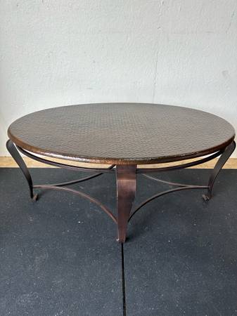 Bernhardt Clark Furniture Company Hammered Copper Oval Cocktail Table #0348