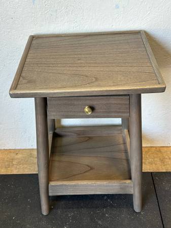 Shaker Style Grey/Brown Wooden Accent Side Table Nightstand #0444