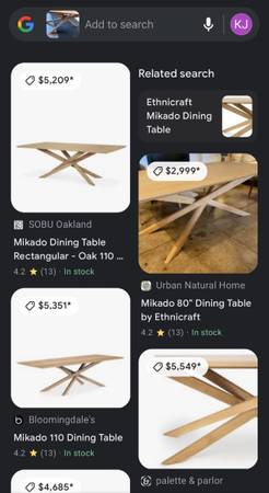 Ethnicraft Mikado 80” Solid Oak Dining Table #0288