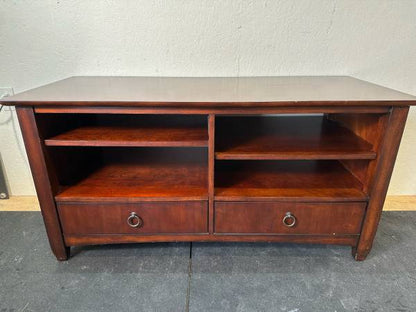 Media Console Side Table Solid Wood Dark Stain #0142