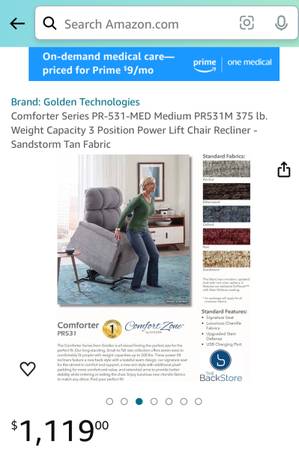 Golden Technologies Power Lift Recliner Chair #0252