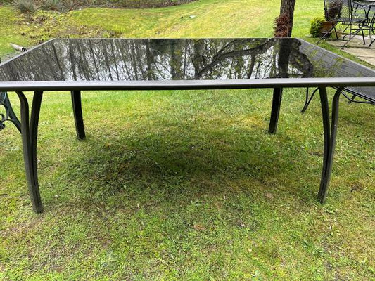 6 Person Glass Rectangle Patio Dining Table, Outdoor Furniture