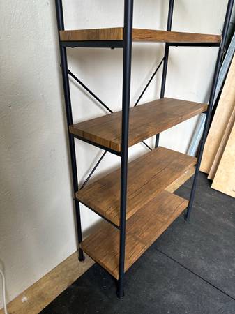 Rustic Industrial 5-Tier Wood and Metal Style Shelf Book Display Case KH#6