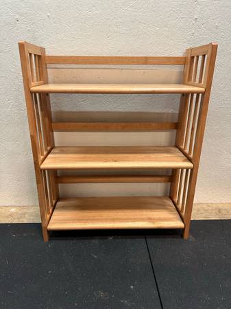 Solid Wood Folding 3-Tier Bookcase Shelf #0415