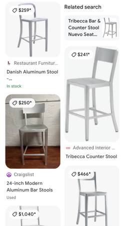 Danish Aluminum Bar/Counter Stools with Back