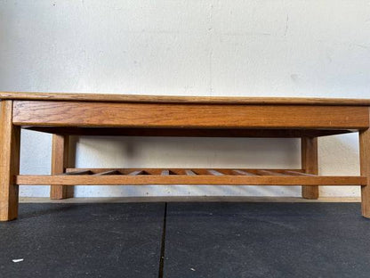 Mid Century Solid Oak Coffee Table with Magazine Rack #0363