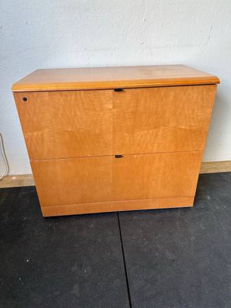 Wooden Lateral 2 Drawer File Cabinet Finished in Mahogany #0228