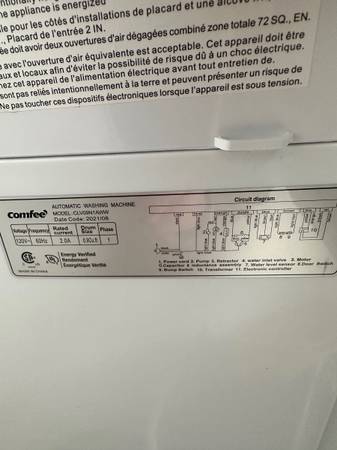 Comfee’ 0.9 Cu. Ft. Full-Automatic Compact Portable Washing Machine CLV09N1AWW #0339