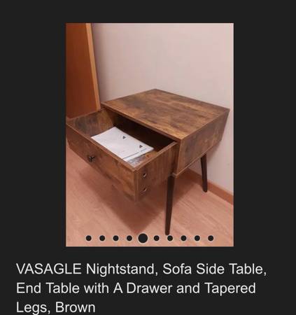 VASAGLE Nightstand, Sofa Side Table, End Table with A Drawer and Tapered Legs #0273