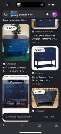 Pottery Barn Kids Camp Dresser Navy Dove Tail Drawers #0223