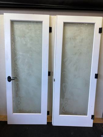 60”x80” Double French Doors Frosted Decorative Glass #0281