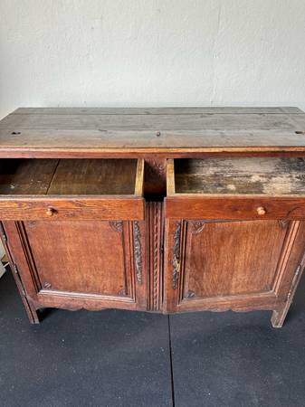 Antique French Carved Oak Sideboard Buffet #0361