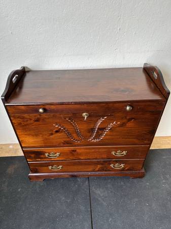 Antique Oak Vintage Solid Wood Filing Cabinet with Drawer Storage #0244