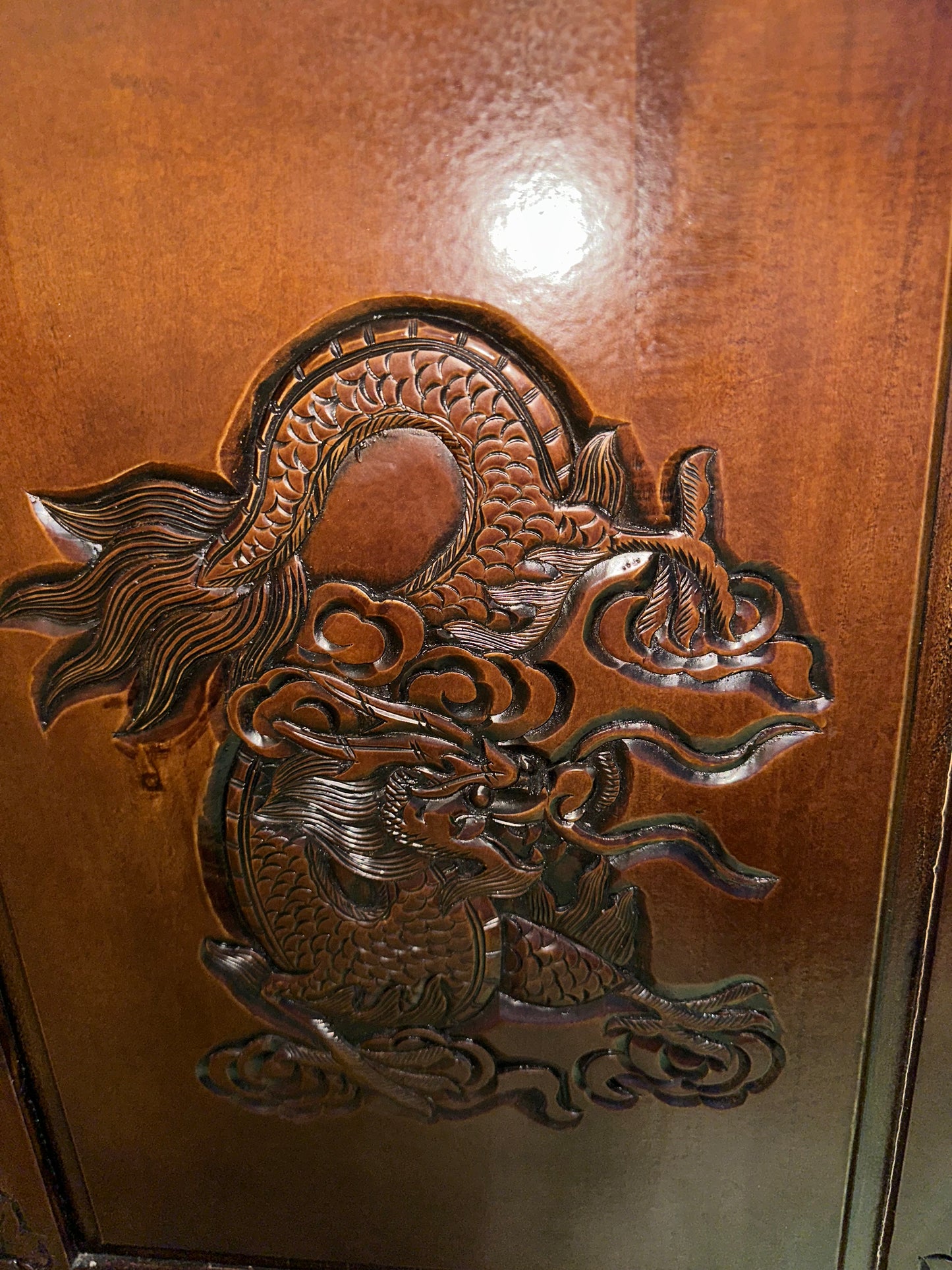 Antique Alter Cabinet/ Buffet With Dragon Accents #0826