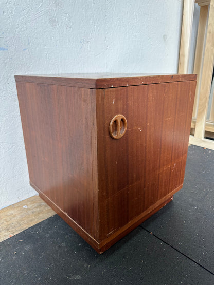 Danish Mid Century Teak Cube Nightstand