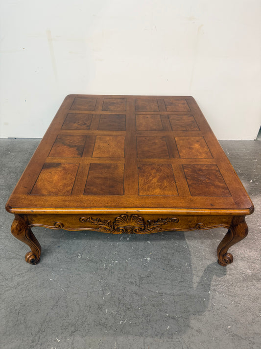 Vintage Large Henredon Burled Wood Coffee Table #1902