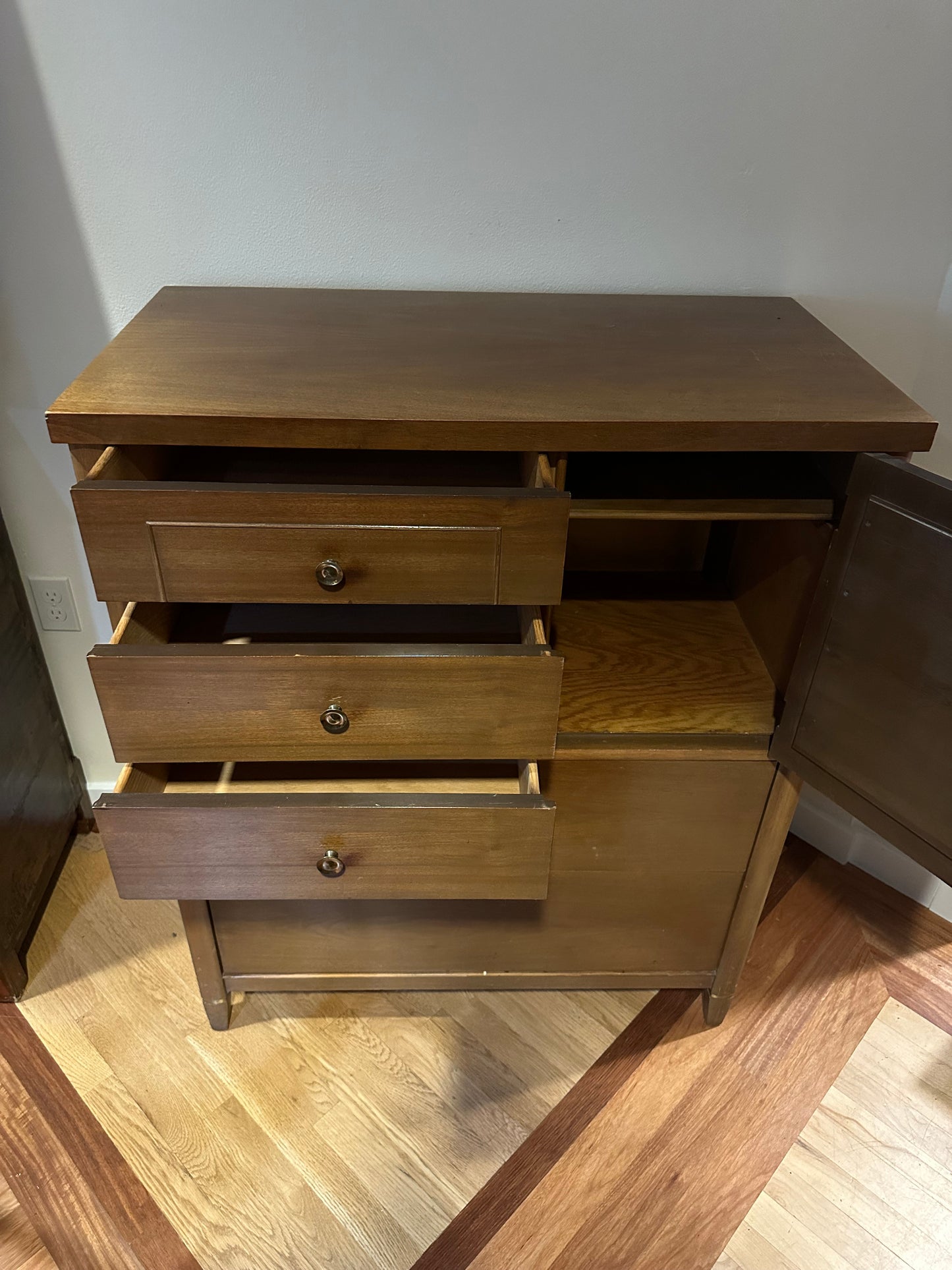 Vintage Five Drawer Walnut Dresser Cabinet #0737