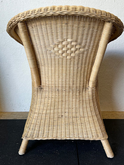 Vintage Woven Wicker Rattan Arm Chair #0375