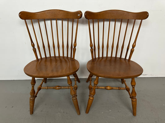 Set of 2 Ethan Allen Maple Windsor Chairs #1091