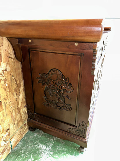 Antique Alter Cabinet/ Buffet With Dragon Accents #0826